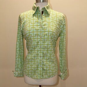 Tizzie Mint Green Geometric Women's Button Down Shirt